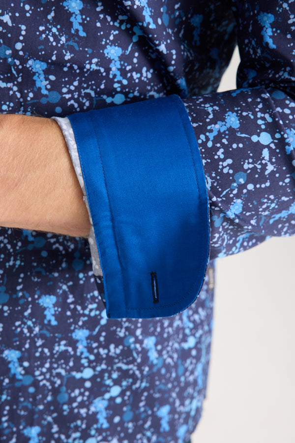 Donatello Iconic Poplin Stretch Man Shirt Blue Blue