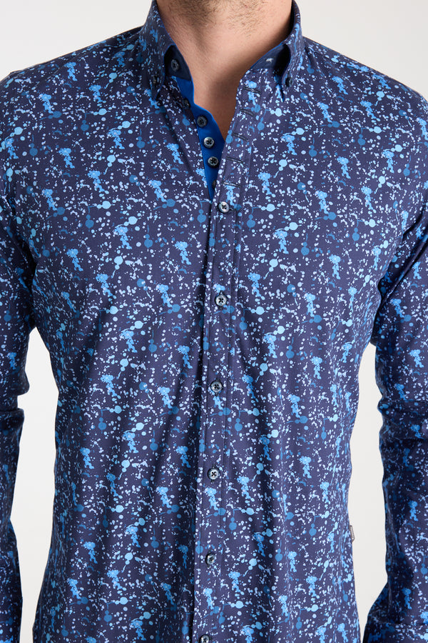 Donatello Iconic Poplin Stretch Man Shirt Blue Blue