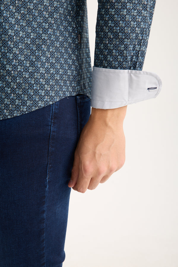 Camicia Uomo Donatello Iconic Popelin Stretch Blu Celeste