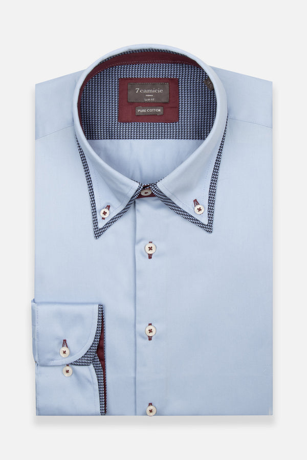 Chemise Homme Iconic Satin Bleu clair