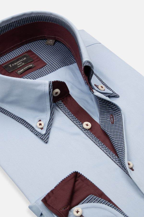 Chemise Homme Iconic Satin Bleu clair