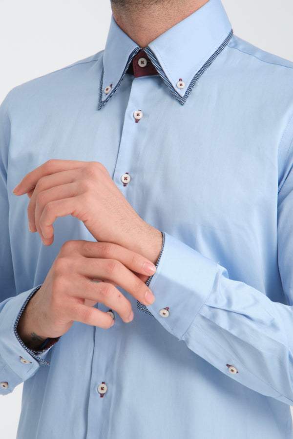 Chemise Homme Iconic Satin Bleu clair