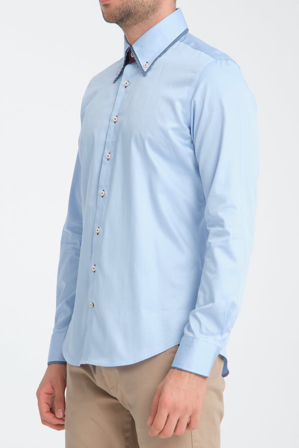 Chemise Homme Iconic Satin Bleu clair