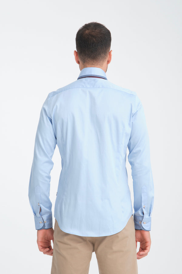 Chemise Homme Iconic Satin Bleu clair