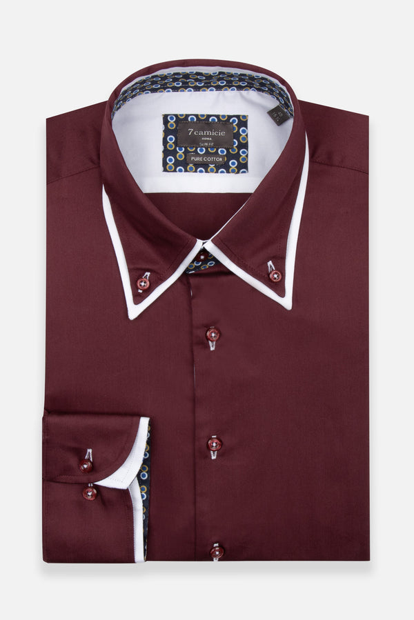 Iconic Herren Hemd Satin Rot