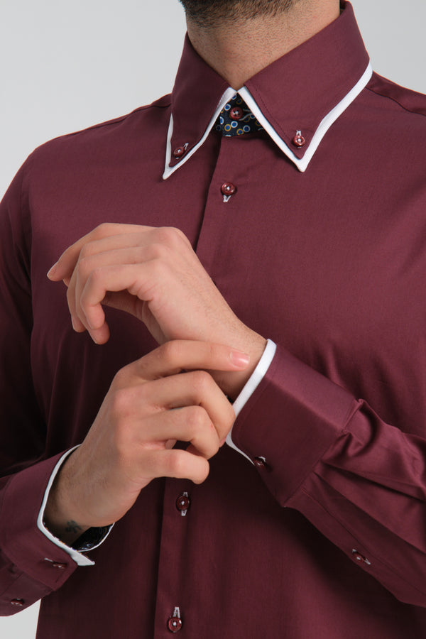 Iconic Herren Hemd Satin Rot