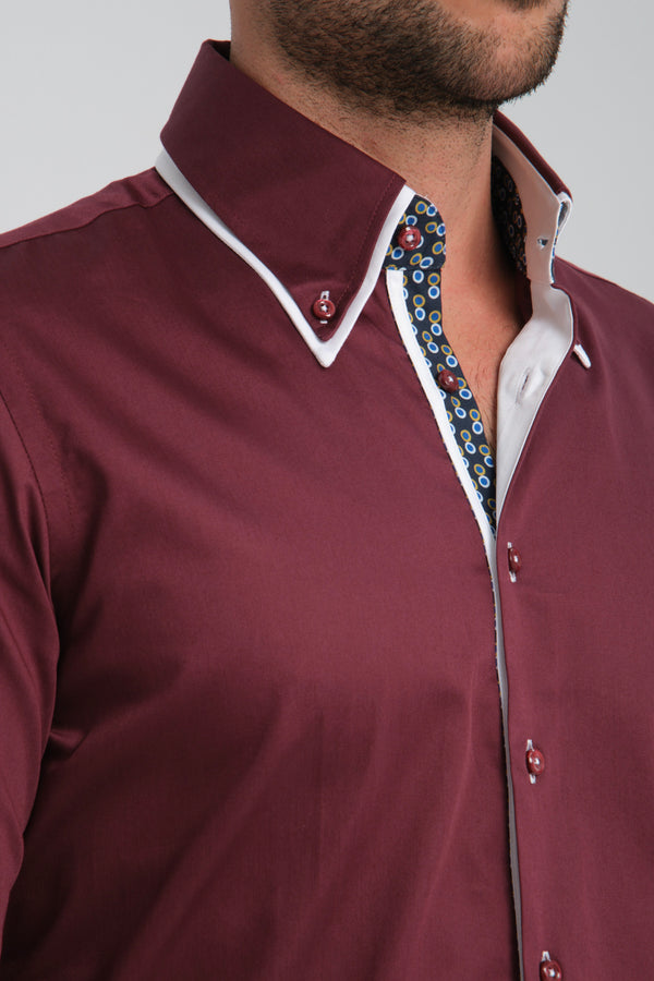 Iconic Herren Hemd Satin Rot
