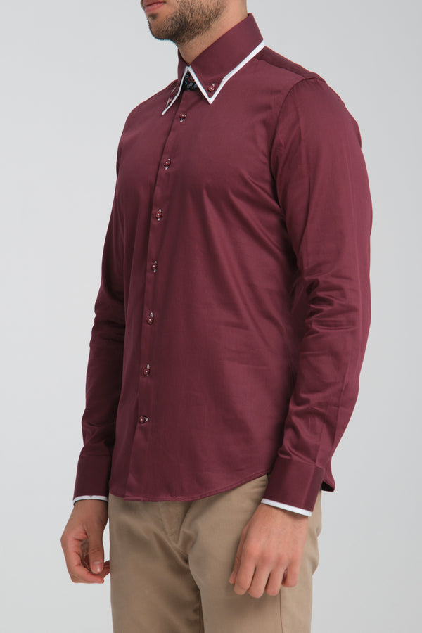 Iconic Herren Hemd Satin Rot