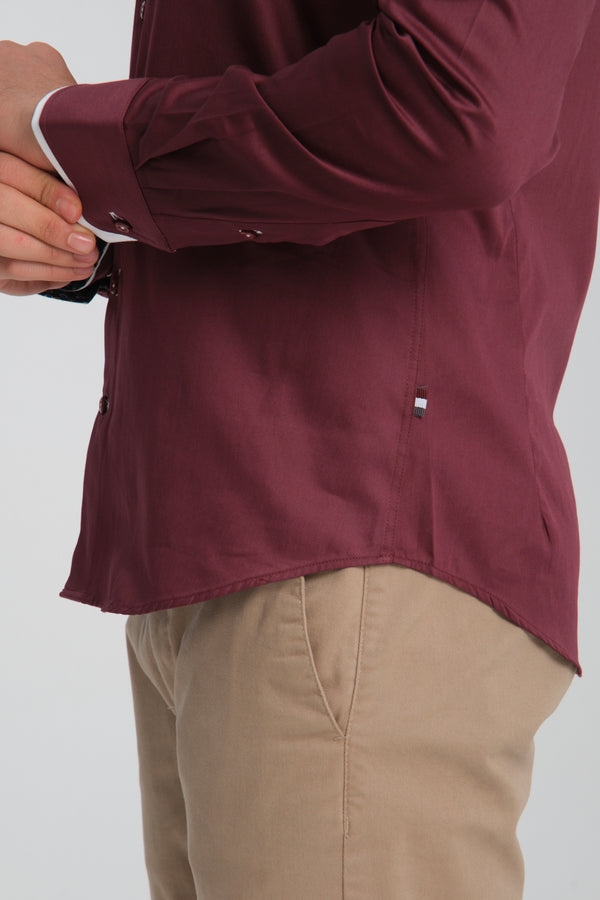 Iconic Herren Hemd Satin Rot