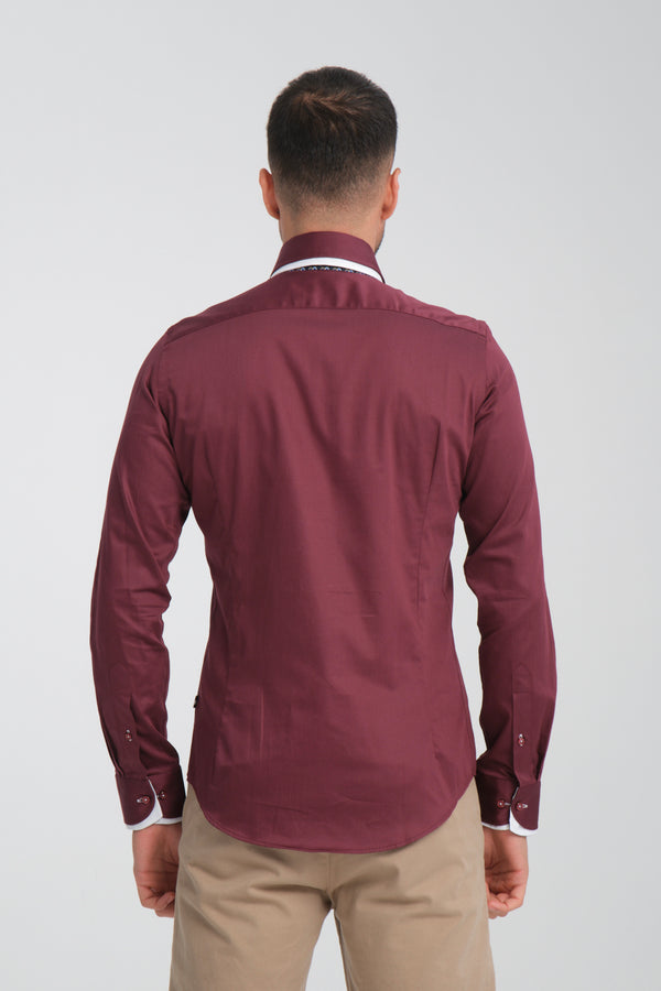 Iconic Herren Hemd Satin Rot