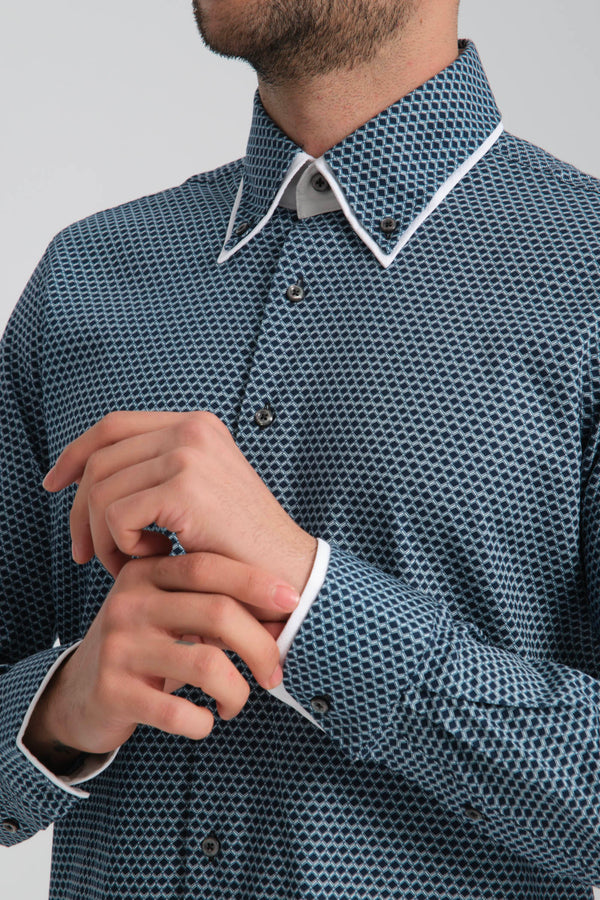 Camicia Uomo Iconic Twill Nero Bianco