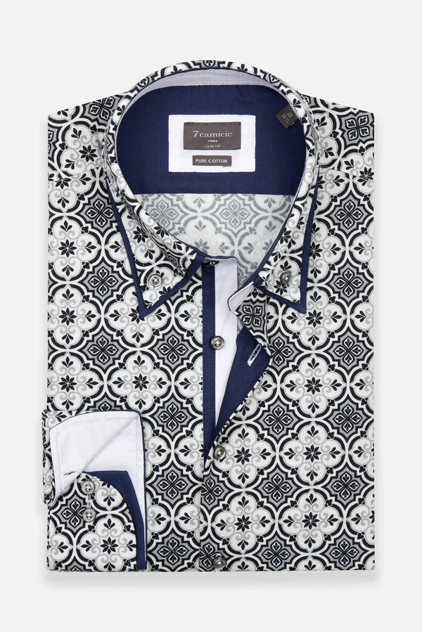 Camisa Hombre Iconic Twill Negro Gris
