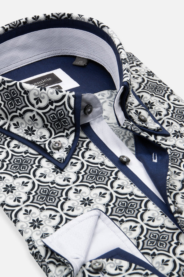 Camisa Hombre Iconic Twill Negro Gris
