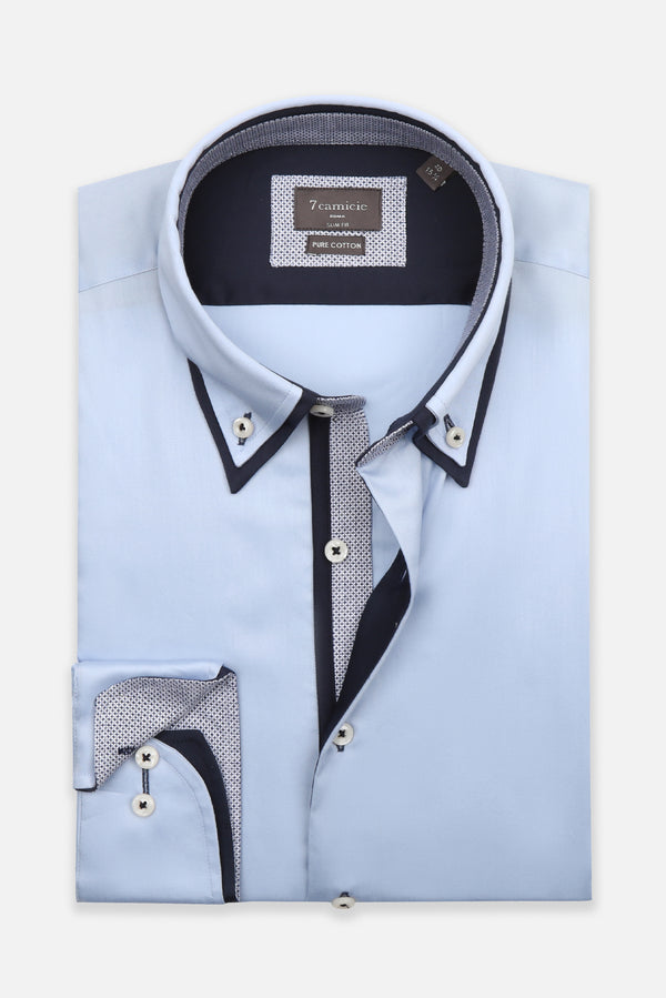 Marco Polo Iconic Satin Man Shirt Light Blue