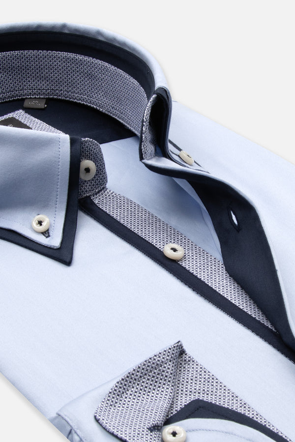 Marco Polo Iconic Satin Man Shirt Light Blue