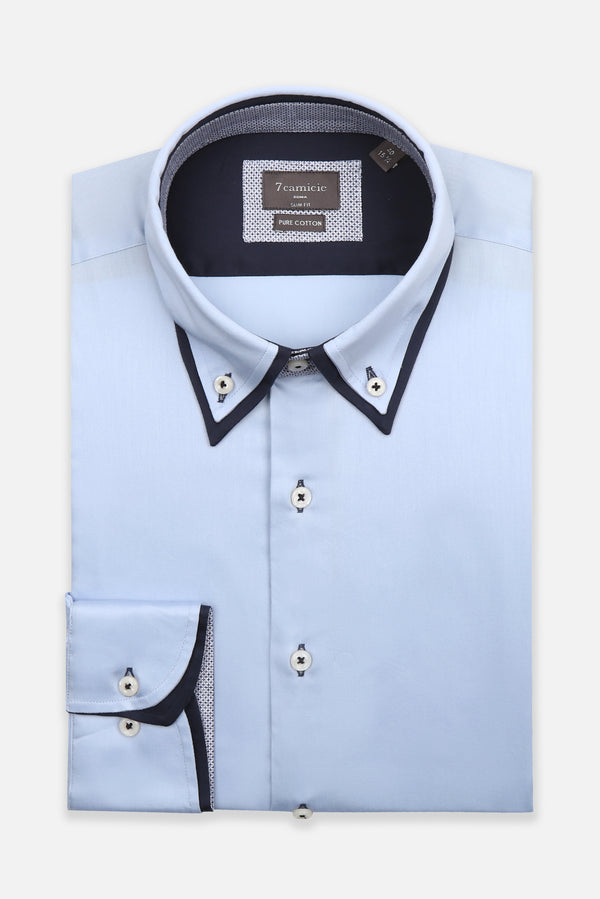 Marco Polo Iconic Satin Man Shirt Light Blue
