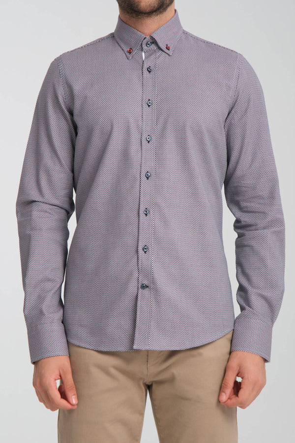 Sport Jaquard Man Shirt Blue Red