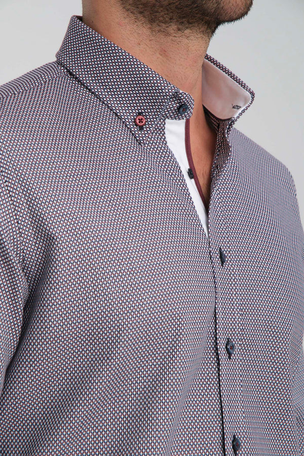 Sport Jaquard Man Shirt Blue Red