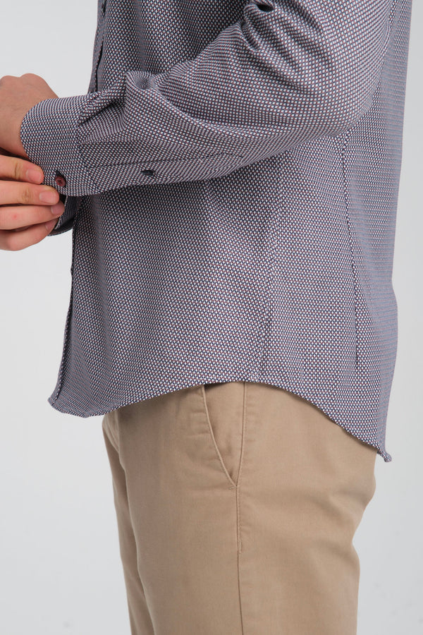 Sport Jaquard Man Shirt Blue Red