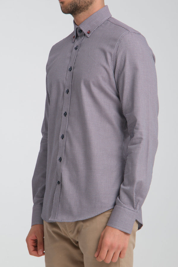 Sport Jaquard Man Shirt Blue Red