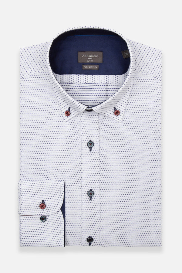Chemise Homme Sport Jacquard Blanc Bleu