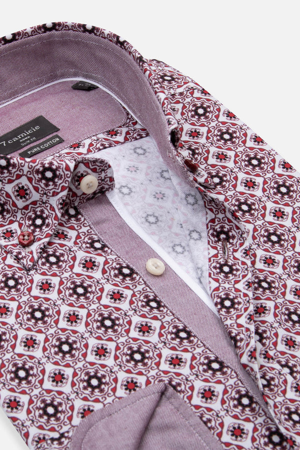Camisa Hombre Sport Oxford Blanco Rojo