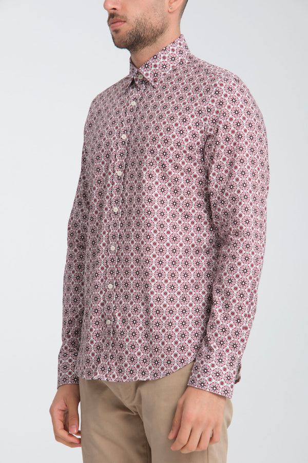 Camisa Hombre Sport Oxford Blanco Rojo