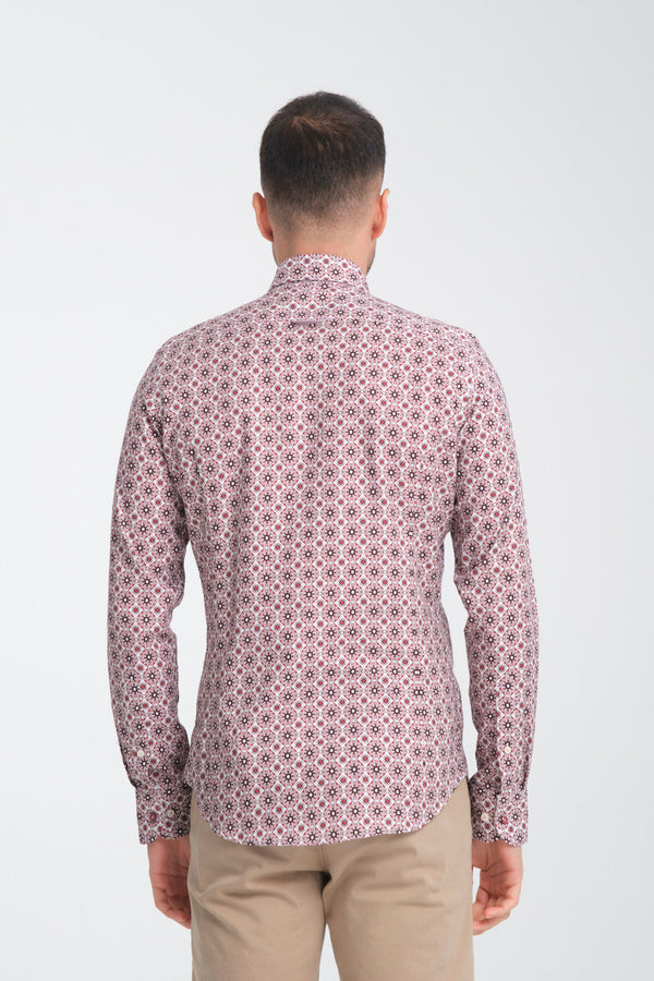 Camisa Hombre Sport Oxford Blanco Rojo