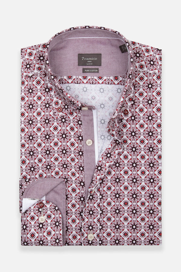 Camisa Hombre Sport Oxford Blanco Rojo
