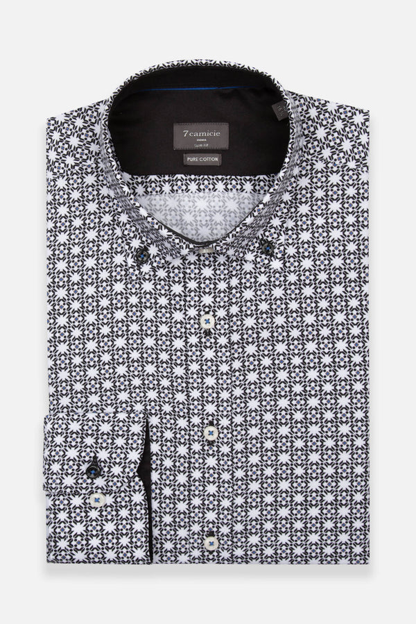Chemise Homme Sport Oxford Blanc Noir
