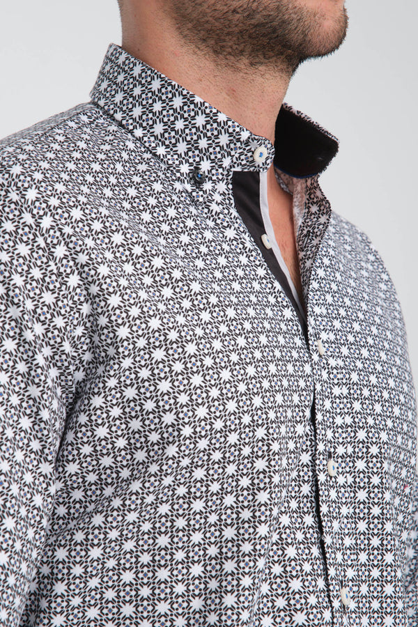 Chemise Homme Sport Oxford Blanc Noir