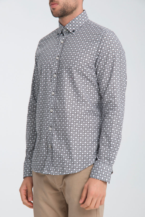 Chemise Homme Sport Oxford Blanc Noir