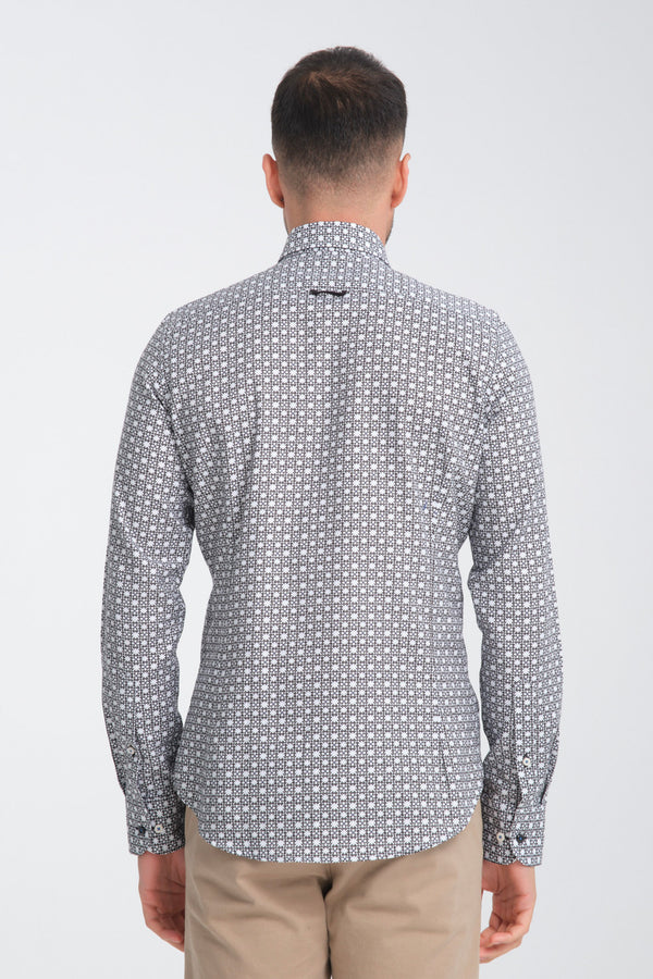 Chemise Homme Sport Oxford Blanc Noir