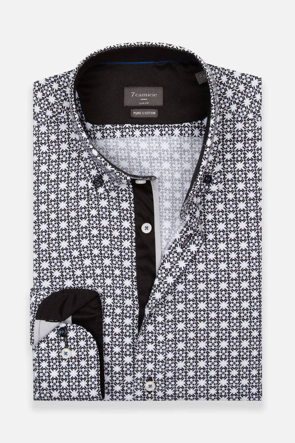 Chemise Homme Sport Oxford Blanc Noir