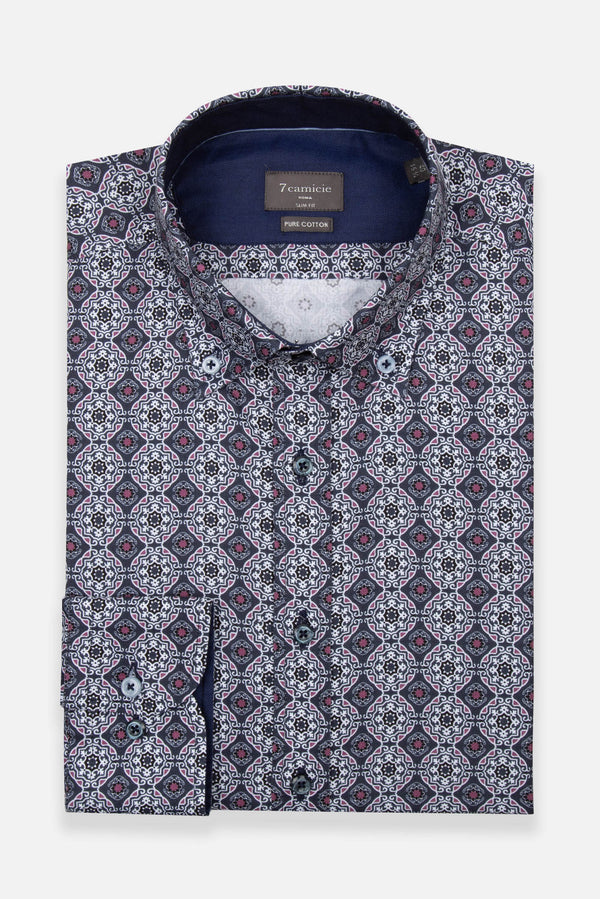 Camicia Uomo Sport Oxford Bianco Blu