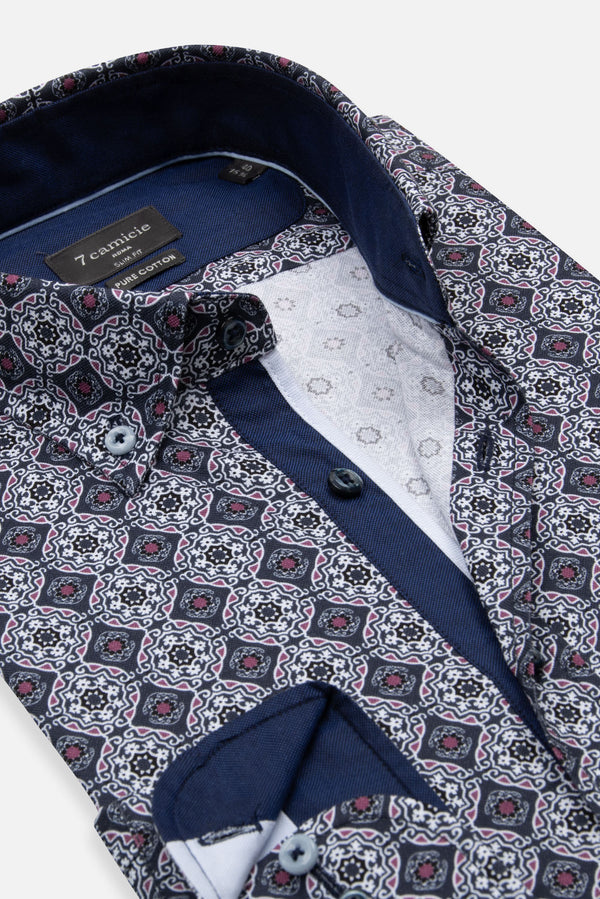 Camicia Uomo Sport Oxford Bianco Blu