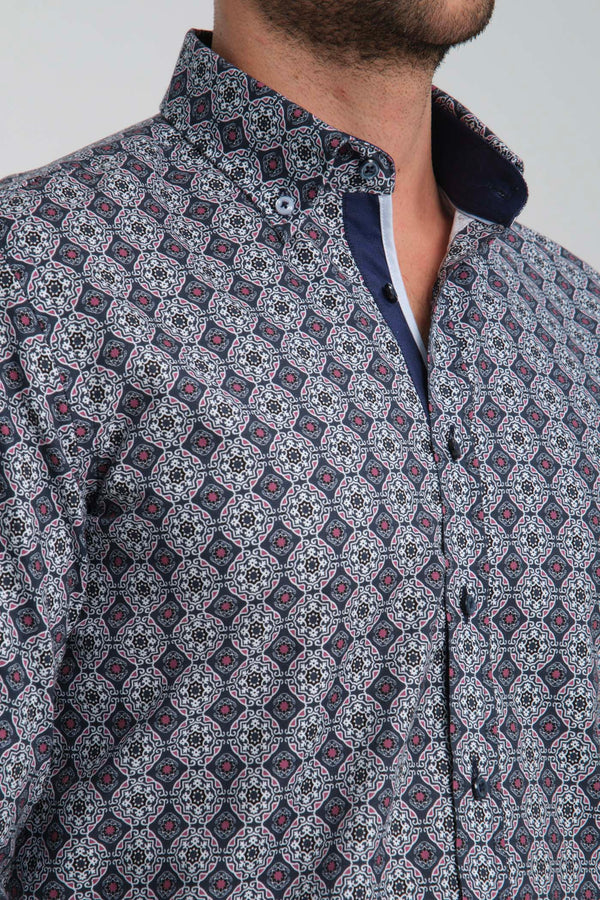 Camicia Uomo Sport Oxford Bianco Blu