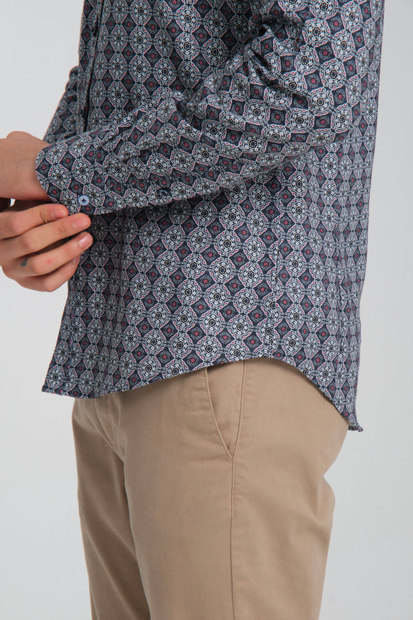 Camicia Uomo Sport Oxford Bianco Blu