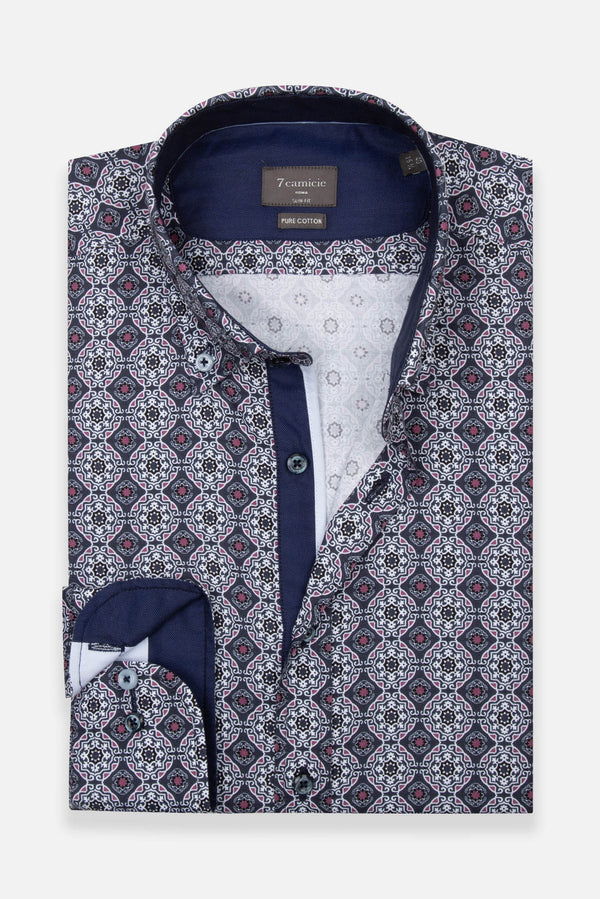 Camicia Uomo Sport Oxford Bianco Blu