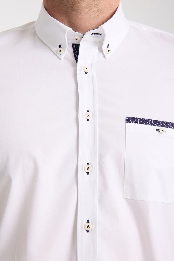 Iconic Poplin Stretch Man Shirt Short Sleeve White