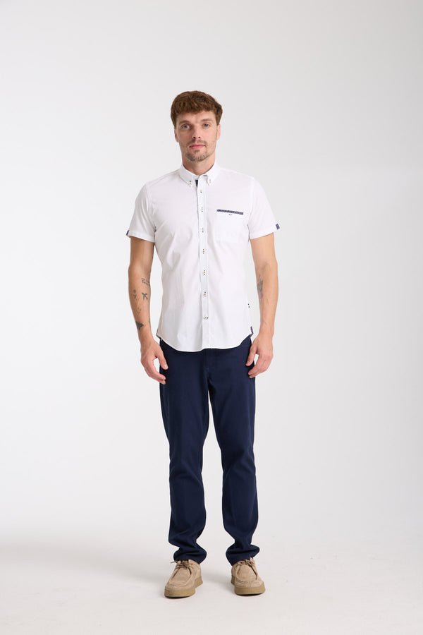 Iconic Poplin Stretch Man Shirt Short Sleeve White
