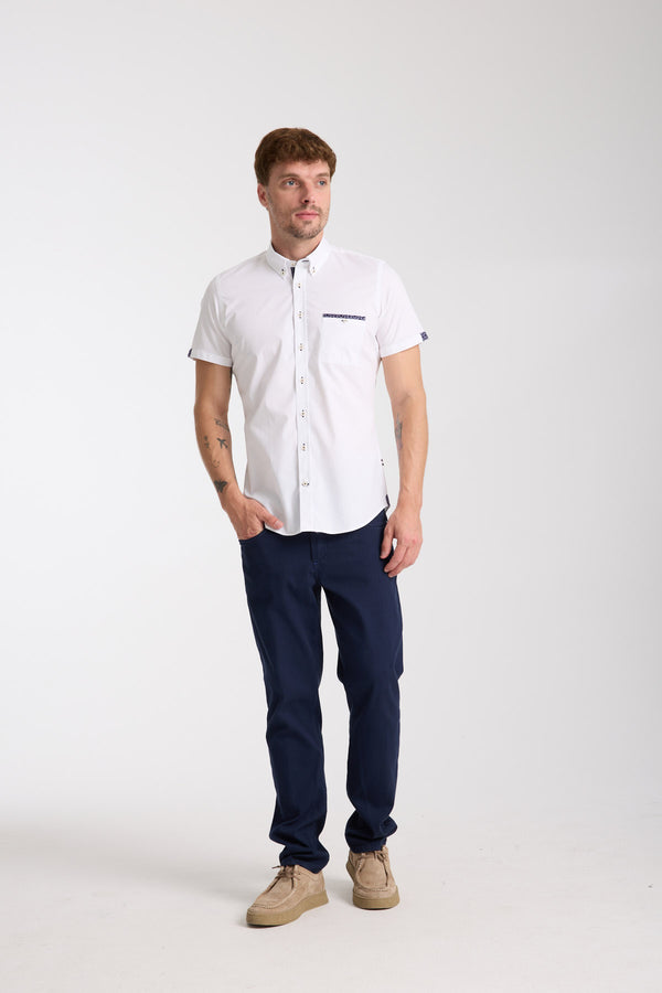 Iconic Poplin Stretch Man Shirt Short Sleeve White