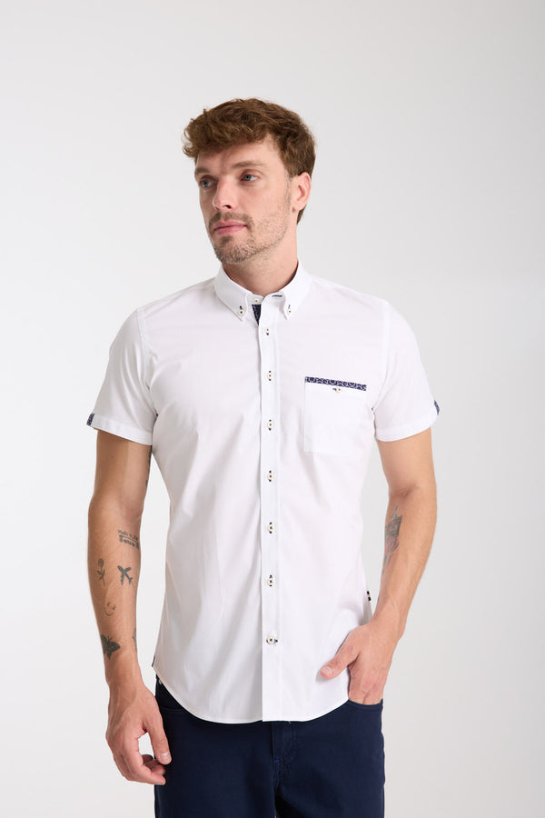 Iconic Poplin Stretch Man Shirt Short Sleeve White