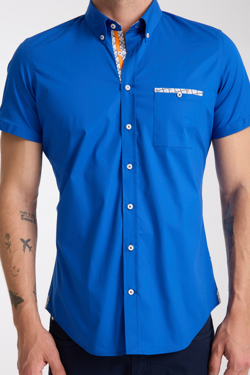 Camisa Hombre Manga corta Popelin Stretch Azul marino – 7 Camicie