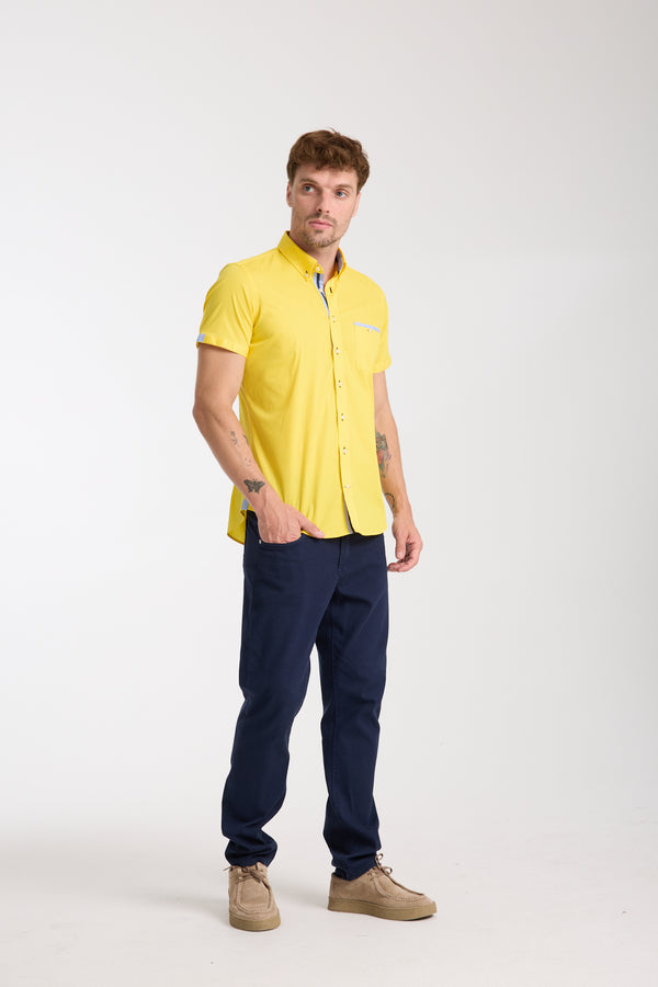 Iconic Poplin Stretch Man Shirt Short Sleeve Yellow
