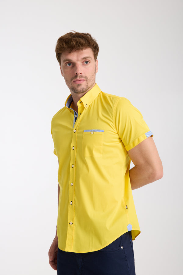Iconic Poplin Stretch Man Shirt Short Sleeve Yellow