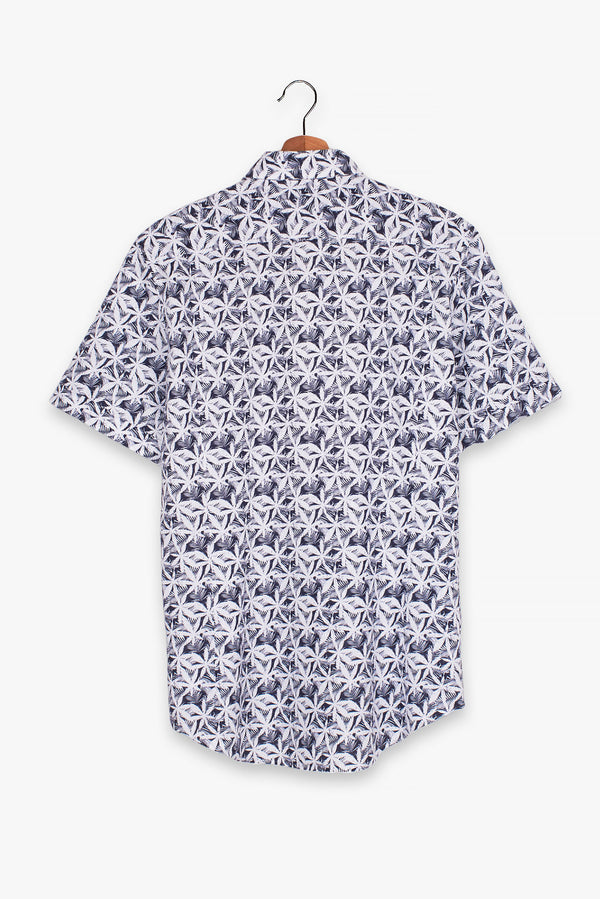 Camisa Hombre Manga corta Leonardo Sport Lino Azul Blanco