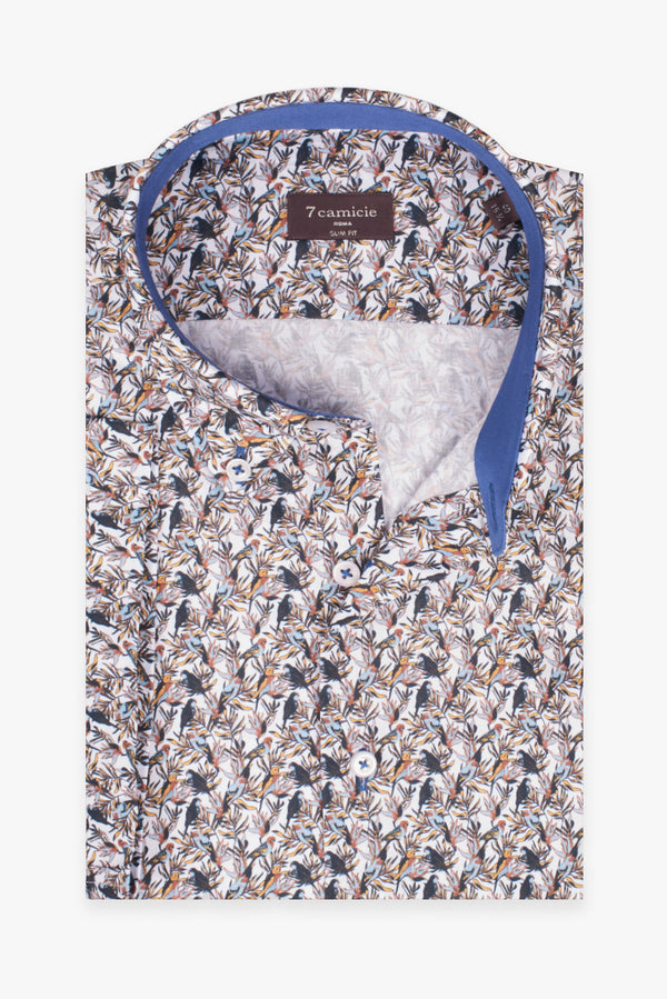 Camisa Hombre Manga corta Leonardo Sport Popelin Blanco Azul