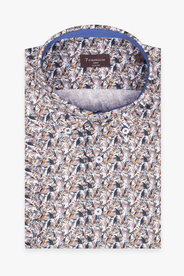 Camisa Hombre Manga corta Leonardo Sport Popelin Blanco Azul