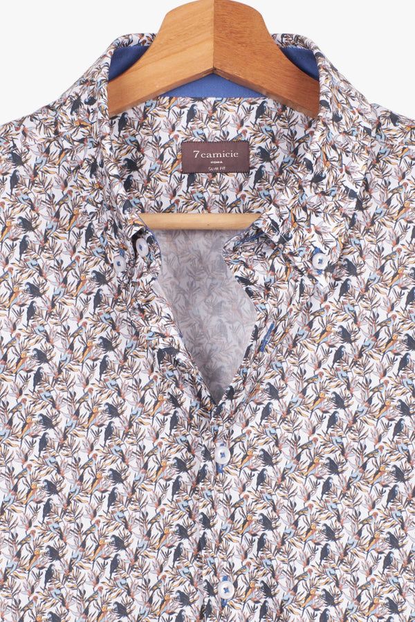 Camisa Hombre Manga corta Leonardo Sport Popelin Blanco Azul